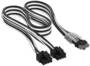 Corsair Elite Premium Individually Sleeved, Black/White, 2x 8-Pin to PCIe 12V-2x6 600W Cable
