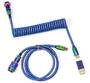 Keychron Premium Coiled Aviator Cable, Rainbow Plated Blue - Straight