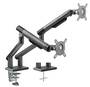 Brateck Dual Monitor Premium Slim Aluminum Spring-Assisted Arm, Grey