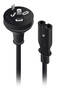 ALOGIC 1m Aus 2 Pin Mains Plug to IEC C7, Black