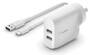 Belkin Boost Charge Dual USB-A Wall Charger 24W, White
