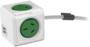 Allocacoc PowerCube Extended 4 AU Outlets, 2 USB, 3m Cable, Green