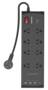 Monster 8 Port Surge Protection Power Board With USB, Black