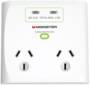 Monster 2 Port Surge Protector Power Board with USB, White