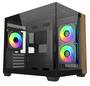 Cooler Master Elite 481 Wood Micro ATX Case, Tempered Glass Side Panels, NO PSU