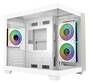 Cooler Master Elite 481 Wood Micro ATX Case, White, Tempered Glass Side Panels, NO PSU