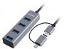 mBeat 4-Port USB 3.0 Hub with USB-C Adapter, Space Grey