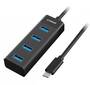 mBeat USB-C to 4-Port USB-A 3.0 Hub, Black