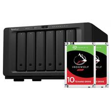 Synology DS1621+ 6 Bay NAS Bundle, 2x Seagate Ironwolf 10TB HDD