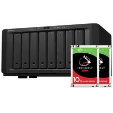 Synology DS1821+ 8 Bay NAS Bundle, 2x Seagate Ironwolf 10TB HDD