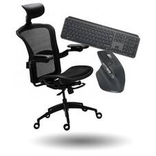 Logitech MX Wireless Keyboard/Mouse Ergonomic Chair Home Office Bundle
