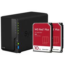 Synology DS220+ 2 Bay NAS, 2x WD Red Plus 10TB HDD WD101EFBX (20TB Total)