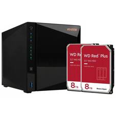 Asustor AS3304T 4 Bay NAS, 2x WD Red Plus 8TB HDD WD80EFBX (16TB Total)