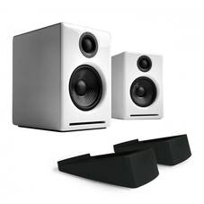 Audioengine A2+ Wireless Active 2.0 White Speakers with DS1 Desktop Stands