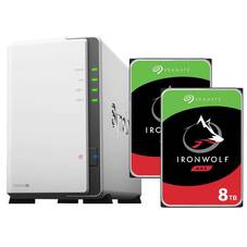Synology DS220j 2 Bay NAS, 2x Seagate IronWolf 8TB HDD (16TB Total)