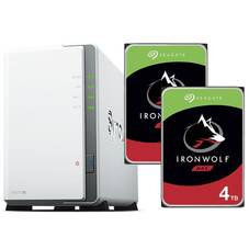 Synology DS220j 2 Bay NAS, 2x Seagate IronWolf 4TB HDD (8TB Total)