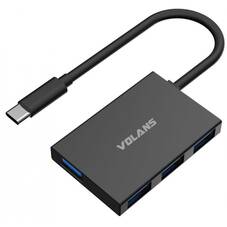 Volans Aluminium 4-Port USB Hub, USB-C to 4x USB 3.0 Ports