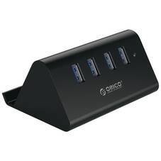 Orico 4 Port USB3.0 HUB with Phone/Tablet Stand, Black
