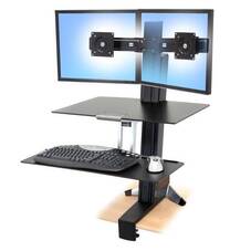 WorkFit-S, Dual Monitor with Worksurface+