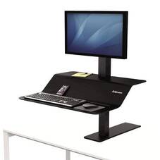 Fellowes Lotus VE Sit-Stand Workstation, Black, Single Monitor