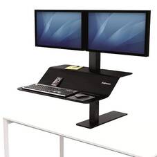 Fellowes Lotus VE Sit-Stand Workstation, Black, Dual Monitor
