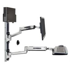 Ergotron LX Sit Stand Wall Mount System, Small CPU Holder, Polished