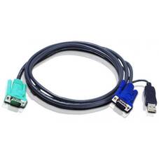ATEN 1.8M USB KVM Cable, HD15 Male - VGA USB