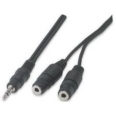 Manhattan 1.8M Stereo Y Cable, Stereo 1/8 M to 2x Stereo 1/8 F