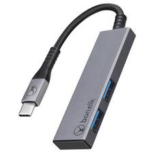 Bonelk Long-Life USB-C to 2 Port USB-A 3.0 Slim Hub, Space Gray