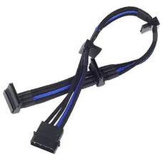 SilverStone 30CM Sleeved PP07 4Pin SATA Power Cable, Black/Blue