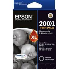 Epson 200XL High Capacity Ink Cartridge Twin Pack, Black