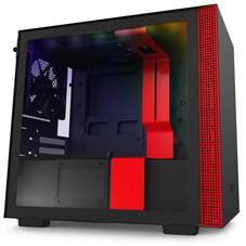 NZXT H210i Smart Matte Black/Red Mini ITX ATX Case, T/G Window, No PSU