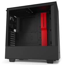 NZXT H510 Matte Black/Red ATX Case, T/G Side Window, No PSU