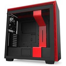 NZXT H710 Matte Black/Red ATX Case, Tempered Glass Side Window, No PSU