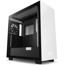 NZXT H7 Mid Tower ATX Case, Black White, Clear Tempered Glass Panel