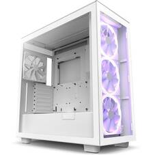 NZXT H7 ELITE Mid Tower ATX Case, White, Clear Tempered Glass Panel