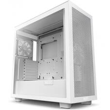 NZXT H7 FLOW Mid Tower ATX Case, White, Clear Tempered Glass Panel