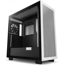 NZXT H7 FLOW Mid Tower ATX Case, White Black, Clear TG Panel