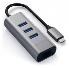 Satechi USB-C 3-Port USB 3.0 2-in1 Hub With Ethernet, Space Gray