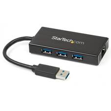 StarTech 3-Port Portable USB 3.0 Hub with Gigabit LAN