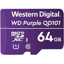 WD WDD064G1P0C Purple 64GB Surveillance 24/7 microSDXC Card