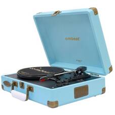 mbeat Woodstock 2 Sky Blue Retro Turntable Player
